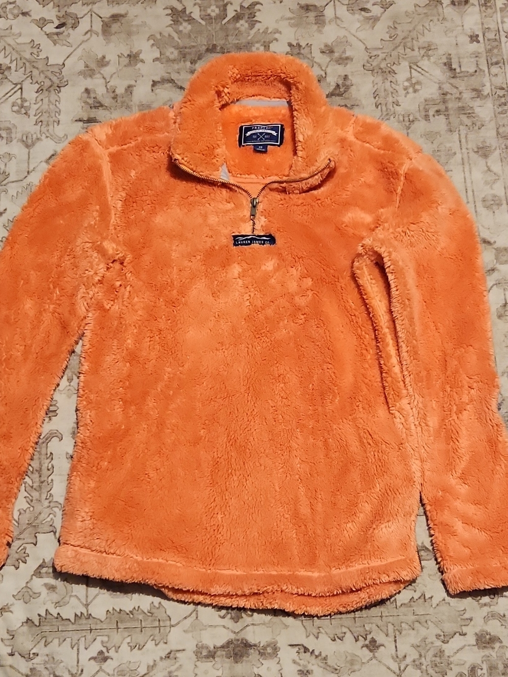 Lauren James Plush Orange Half-Zip Turtleneck Pullover